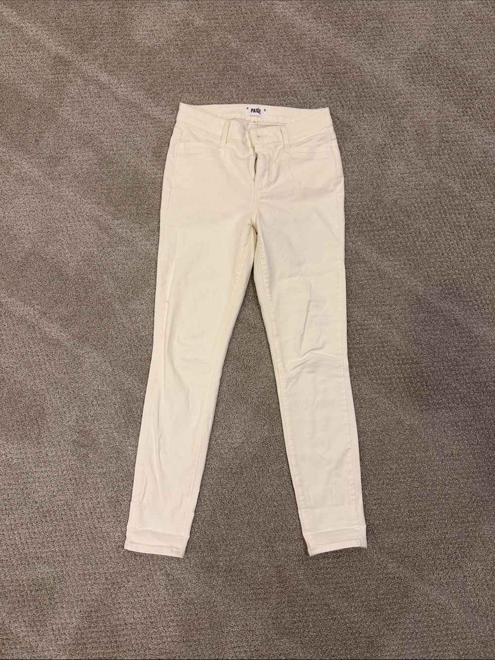 PAIGE Cream Skinny Jeans